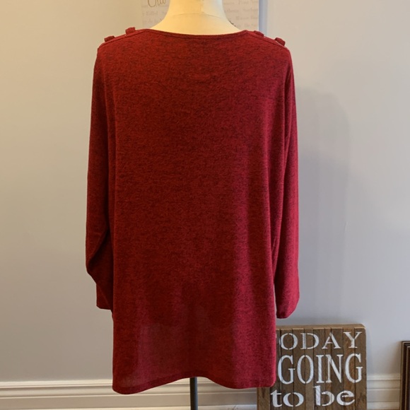 💰NWT 2 DYE 4 Burgundy Lightweight Knit Sweater 3X - Picture 4 of 10